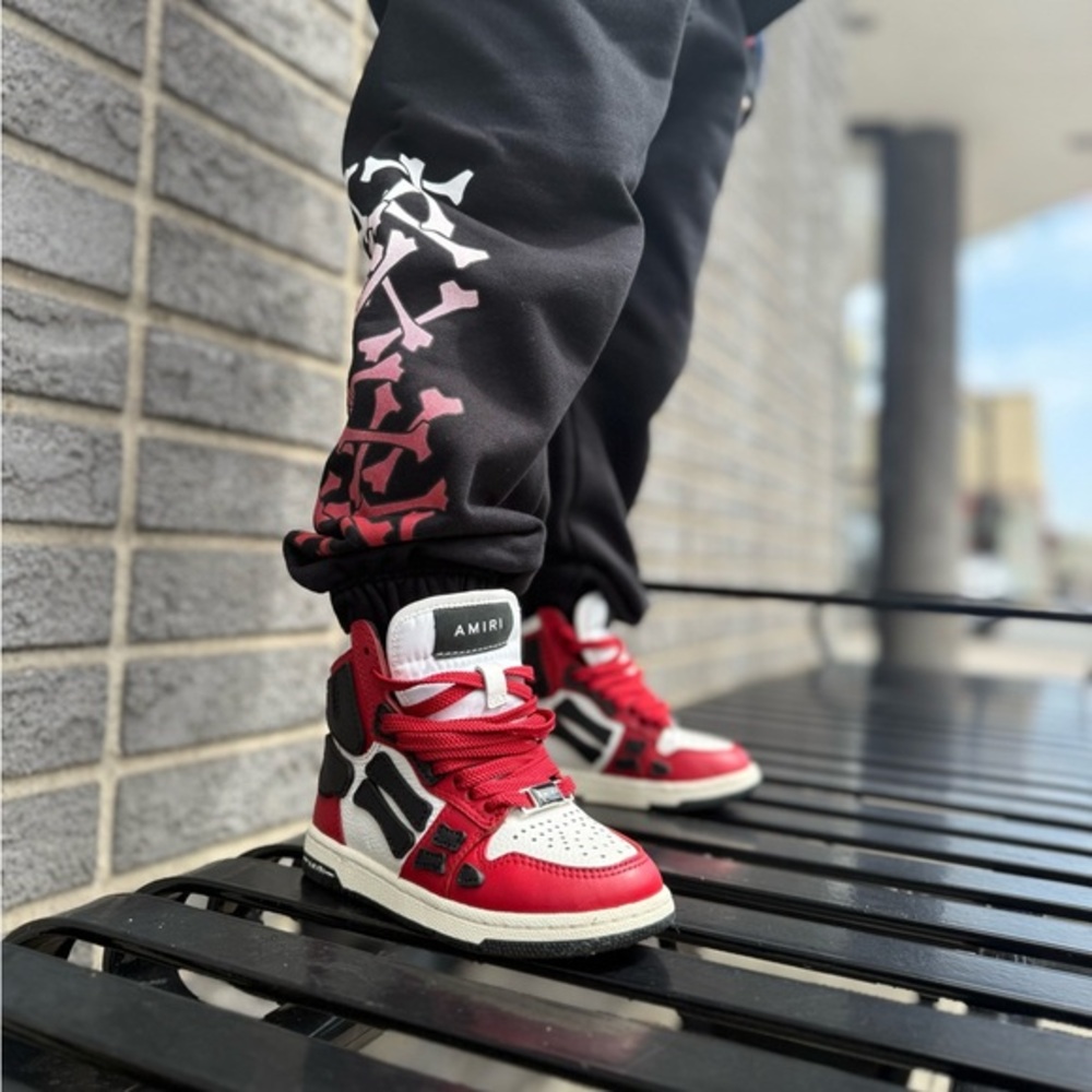 Amiri Red and Black High-Top Sneakers